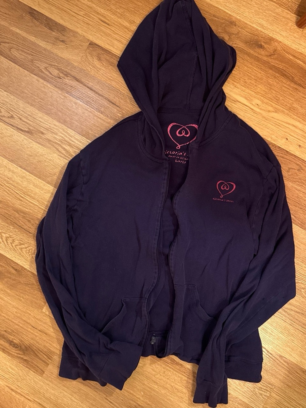 Y2K Victoria's Secret purple zip up Hoodie with Pink Heart Logo